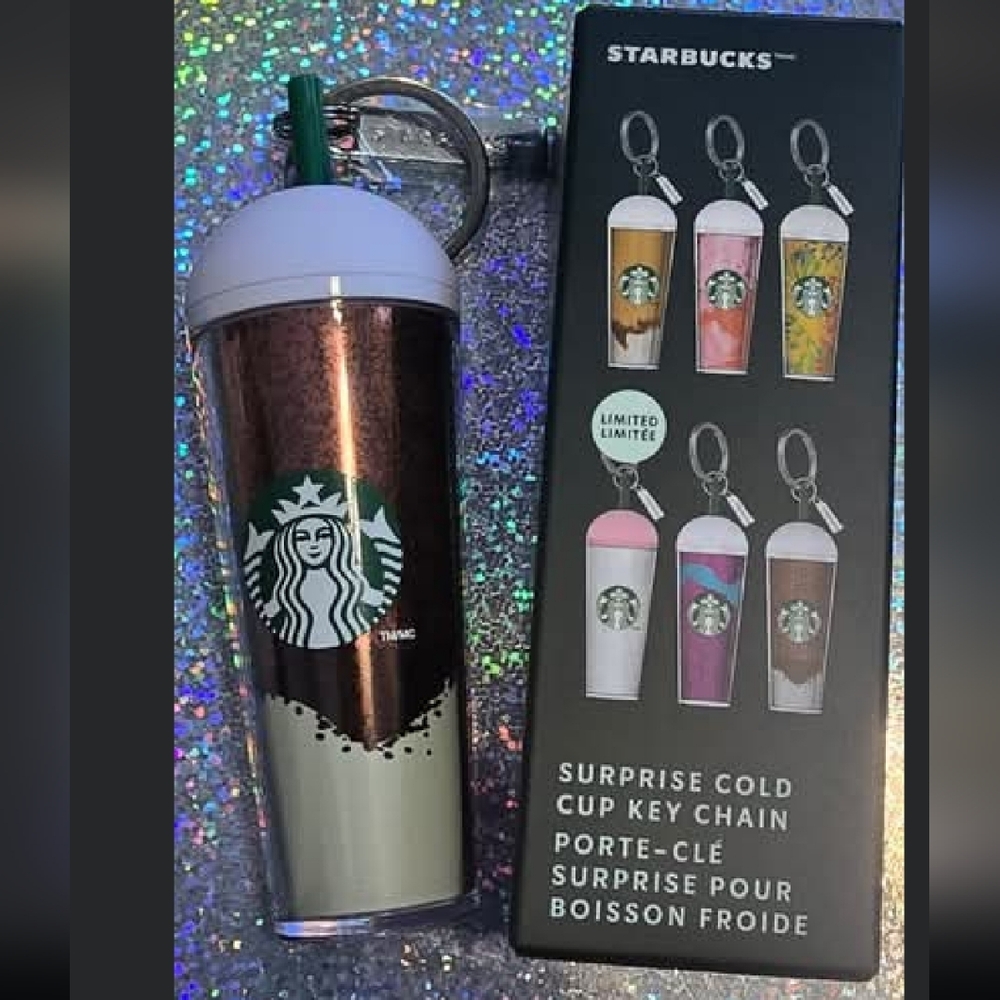New In Box Starbucks Mystery Key Chains Glittery Cold Cups